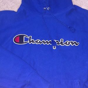 Men’s blue champion reverse weave hoodie